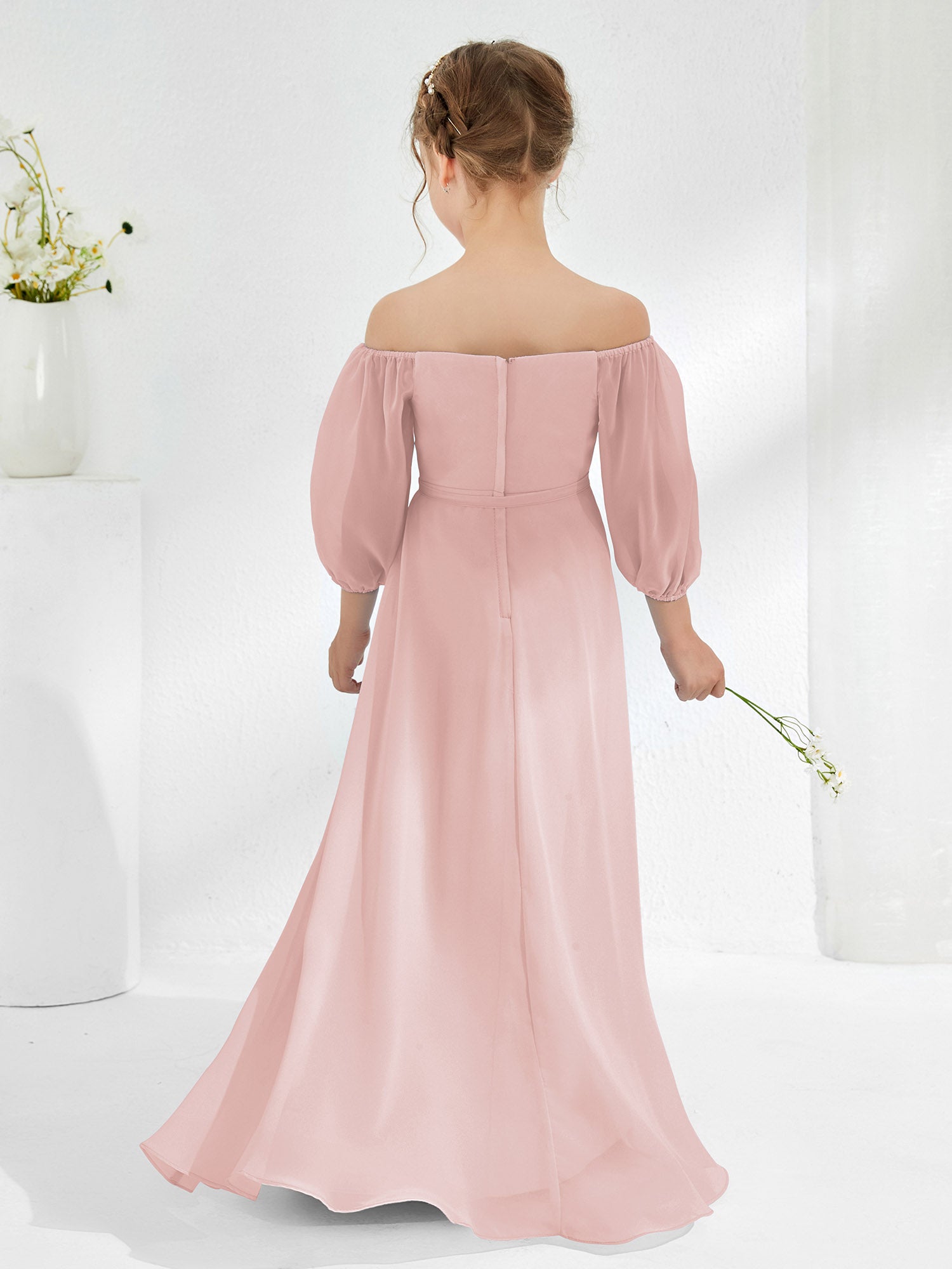 Strapless Junior Bridesmaid Dresses with Sash Dusty Rose